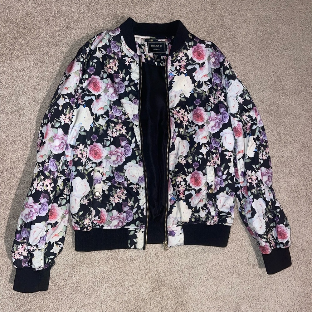 Forever 21 Floral BomberJacket